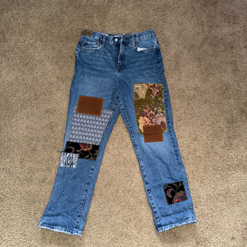 We The Free Straight Leg Jeans in Blue and Brown